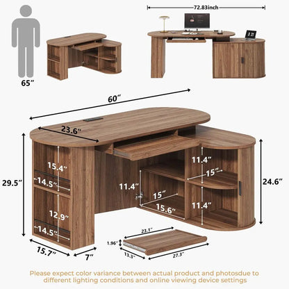 Modern Fluted Executive L-Desk