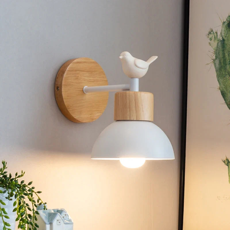 Wooden Bird Sconce Made for Bedtime Reading