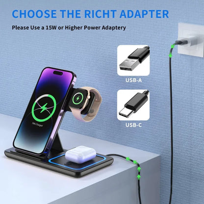 TriCharge Flex 3-in-1 Foldable Wireless Charging Station