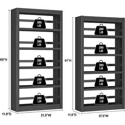 Steelhaven 5-Tier Adjustable Metal Bookcase