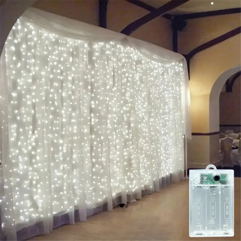 Battery LED Curtain Lights | Warm Fairy Window Garland