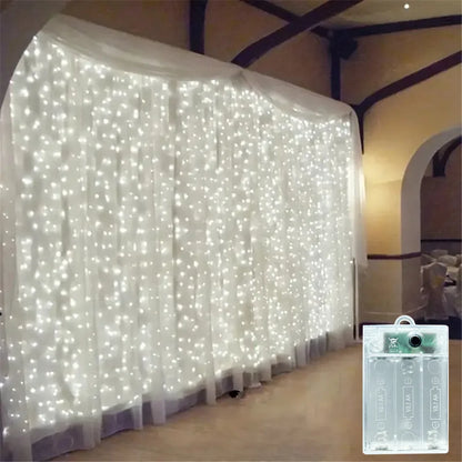 Battery LED Curtain Lights | Warm Fairy Window Garland