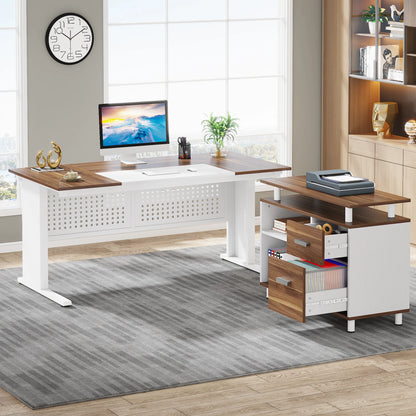 Parkview L-Shaped Executive Desk with Storage Cabinet & File Drawer