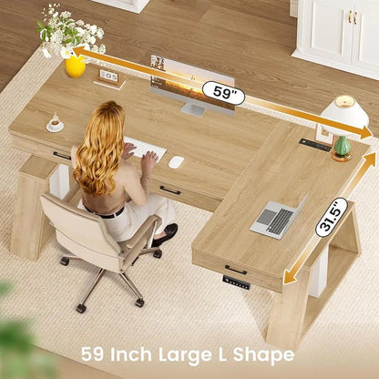 L-Shaped Electric Standing Desk