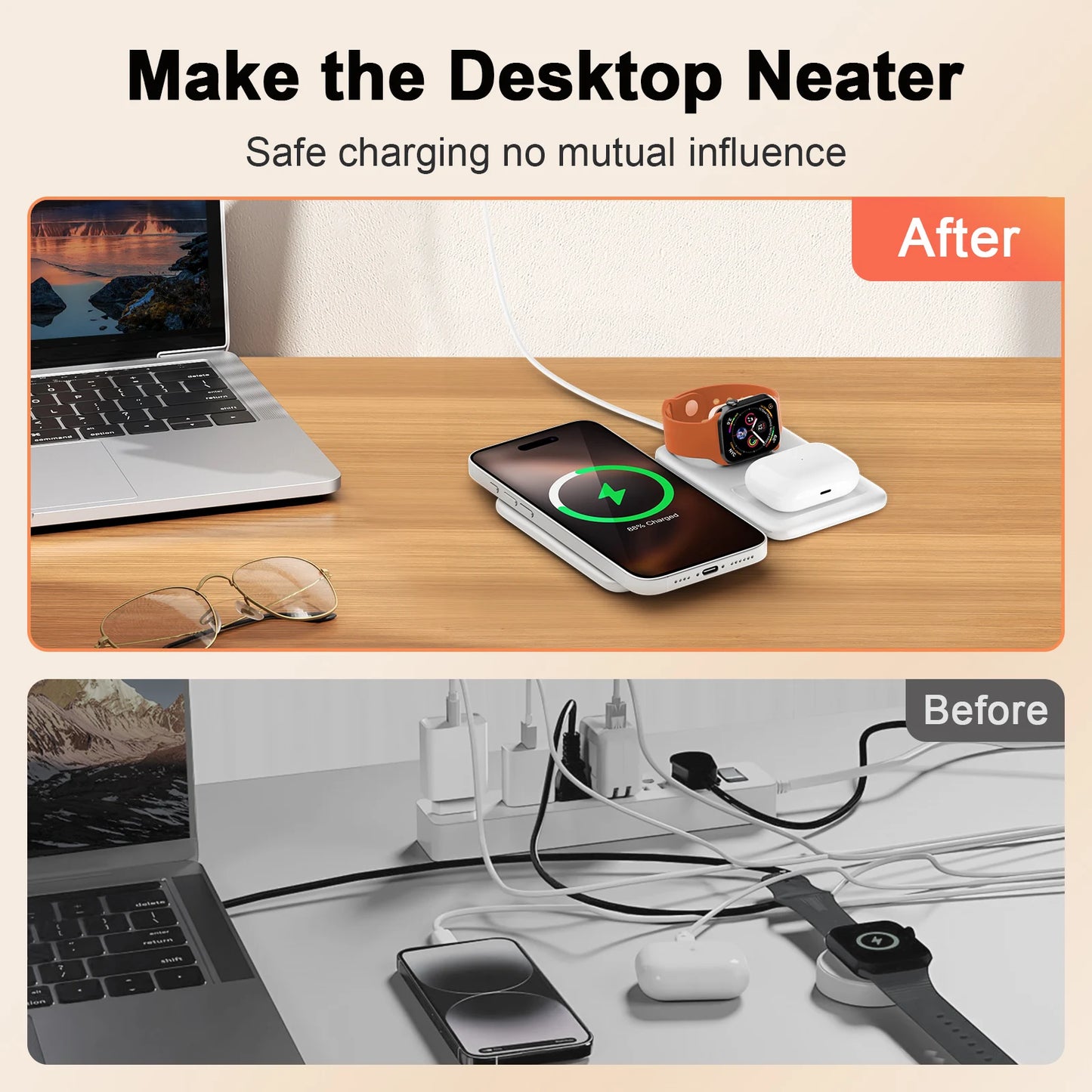 Foldable 3-in-1 Magnetic Charging Dock