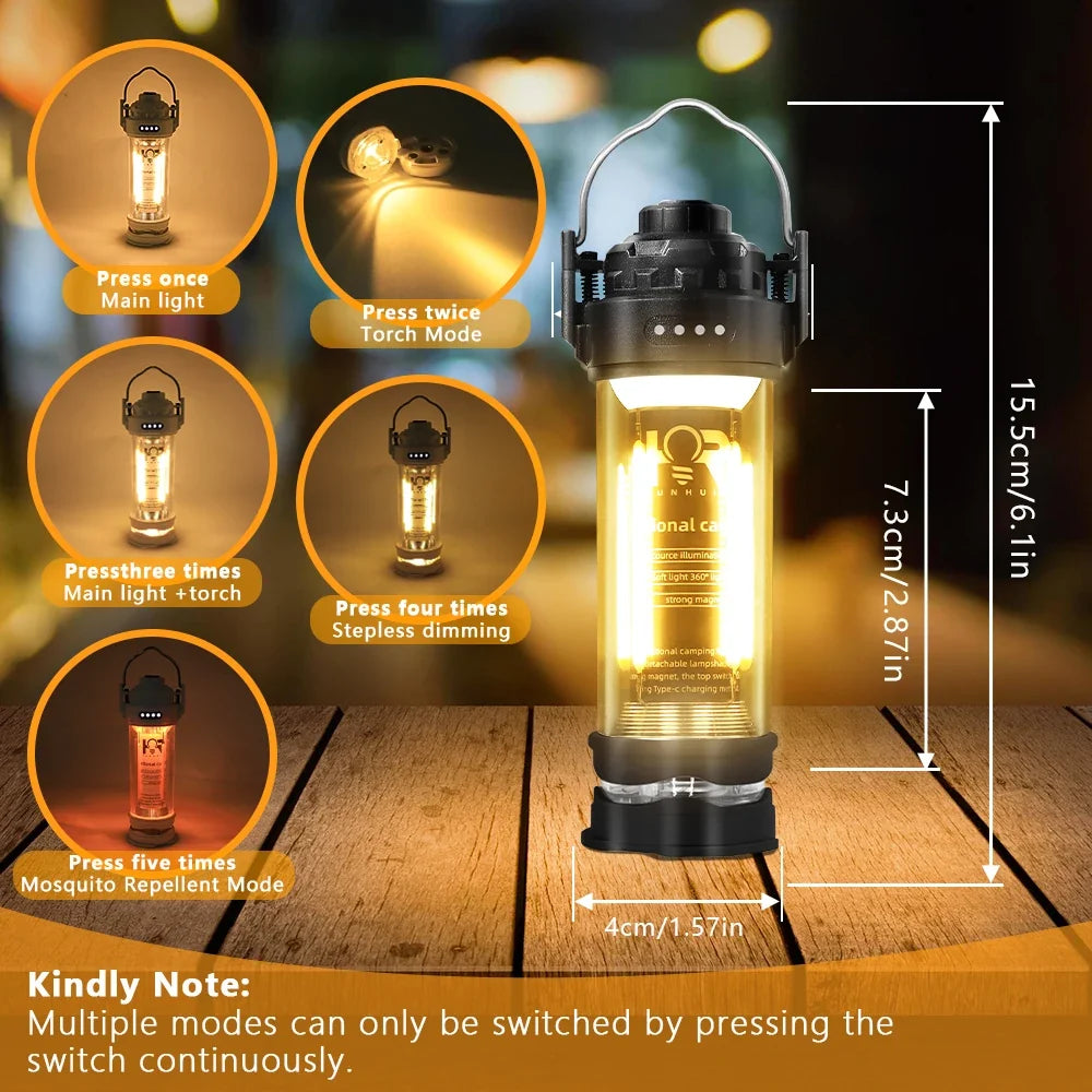 Retro Waterproof Camping Lantern, 3000mAh