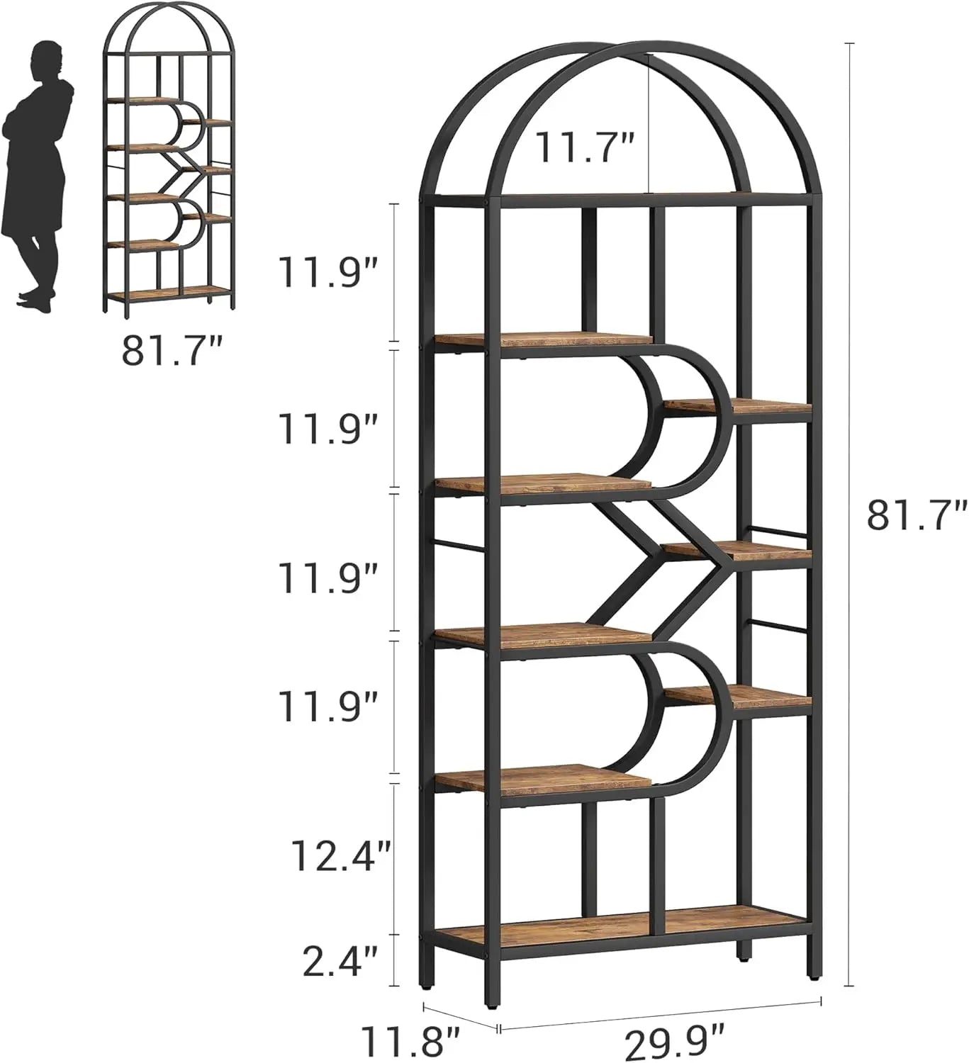 Archeon 6-Tier Geometric Bookcase
