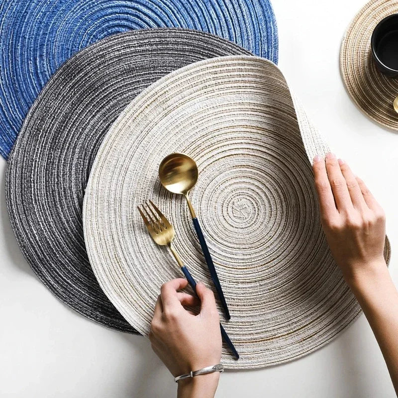 Round Woven Ramie Placemats, Set of 6
