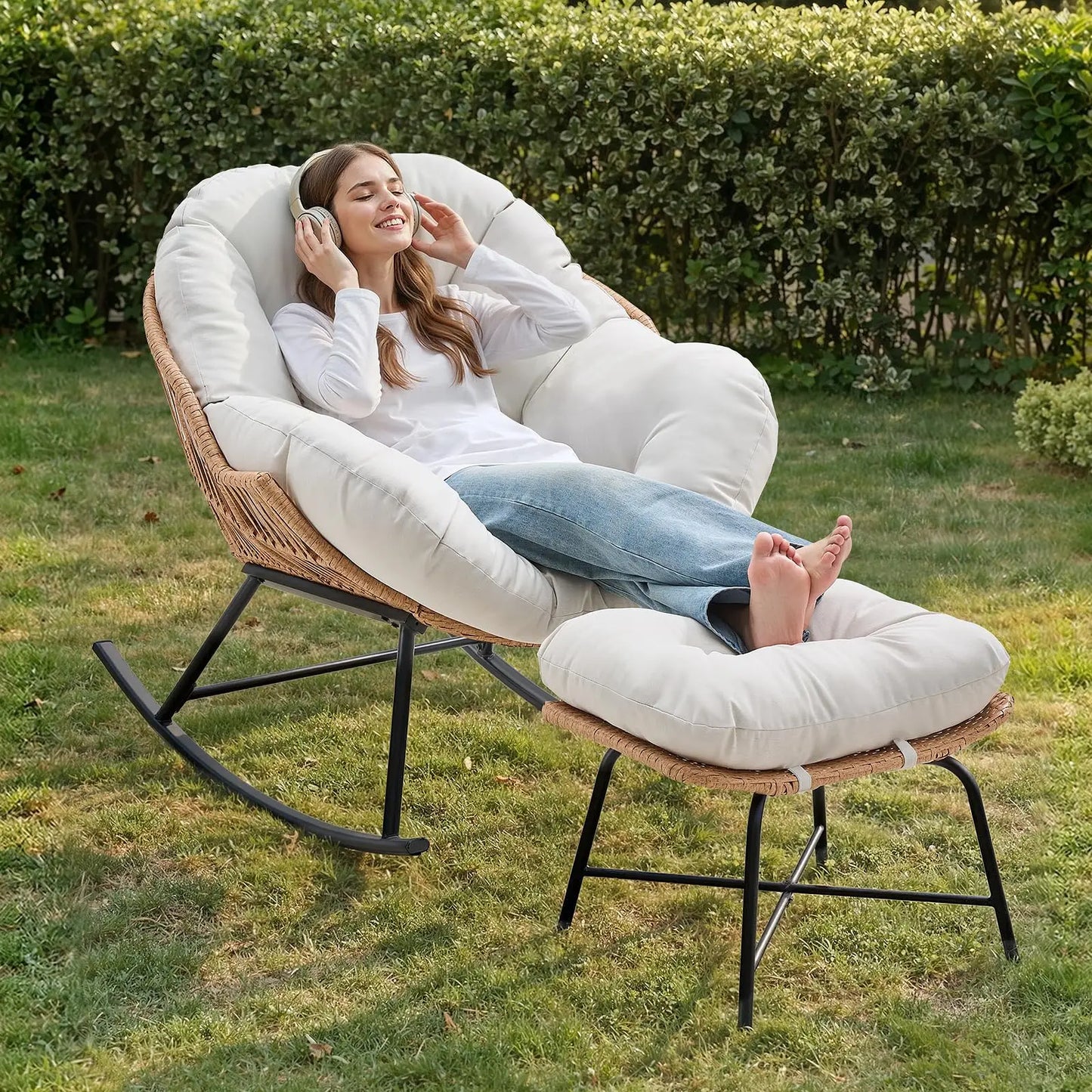 Meridian Rattan Papasan Rocker