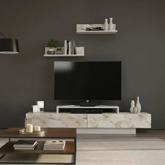 Marble White Entertainment Center