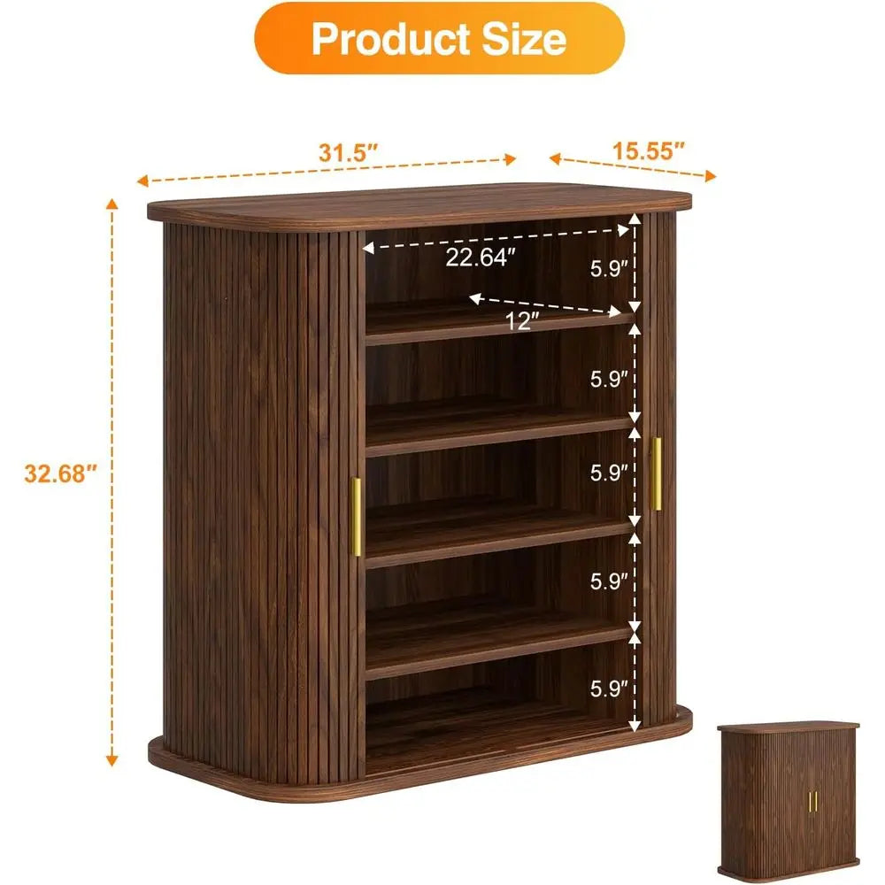 5-Tier Gold Handle Shoe Cabinet