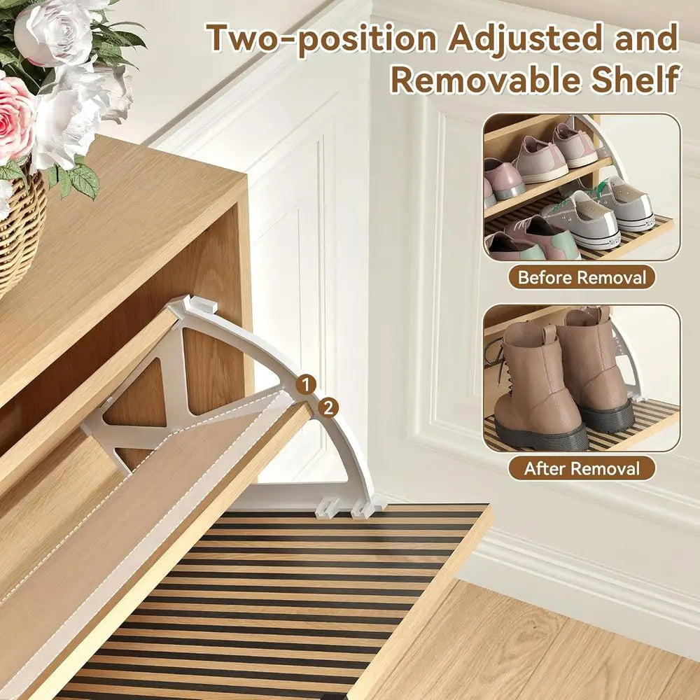 Striped 4-Door Shoe Cabinet