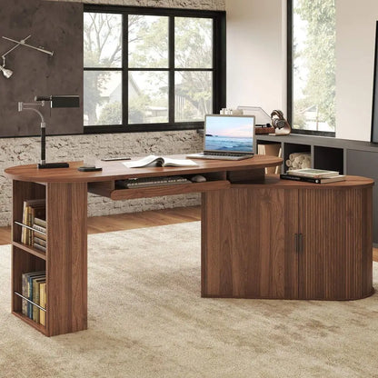 Modern Fluted Executive L-Desk