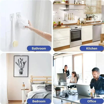 Adhesive Wall Hooks 10-Pack, No-Drill Waterproof