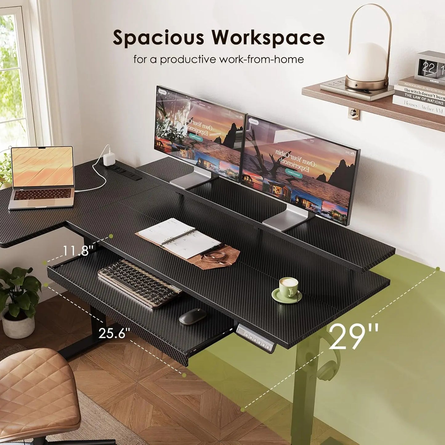 Draven Carbon L-Shaped Standing Desk