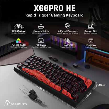 ATTACK SHARK X68PRO HE Wireless Keyboard
