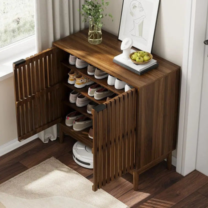 Ventilated Walnut Shoe Cabinet