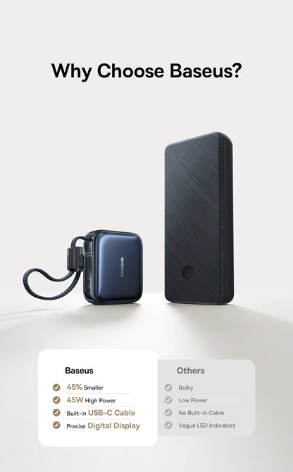 Mini Power Bank with Built-In Cable