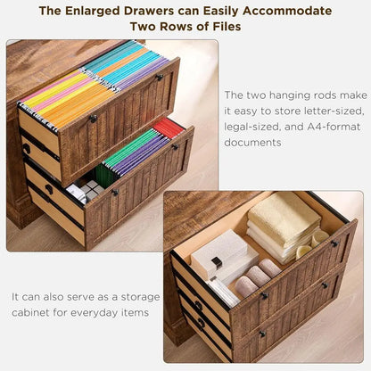 Farmhouse Wood Filing Cabinet with Dual File Drawers