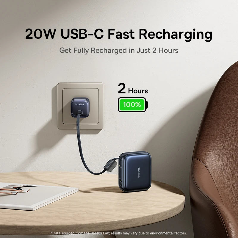 Mini Power Bank with Built-In Cable