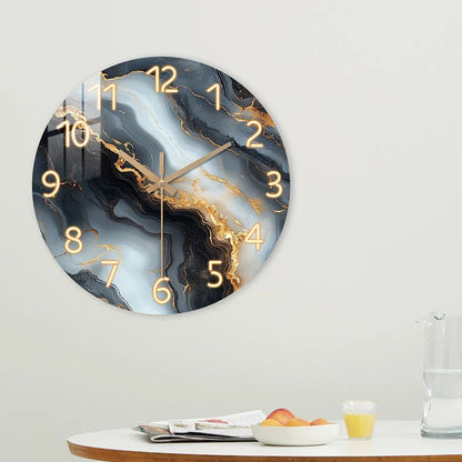 Blue & Gold Marble Wall Clock