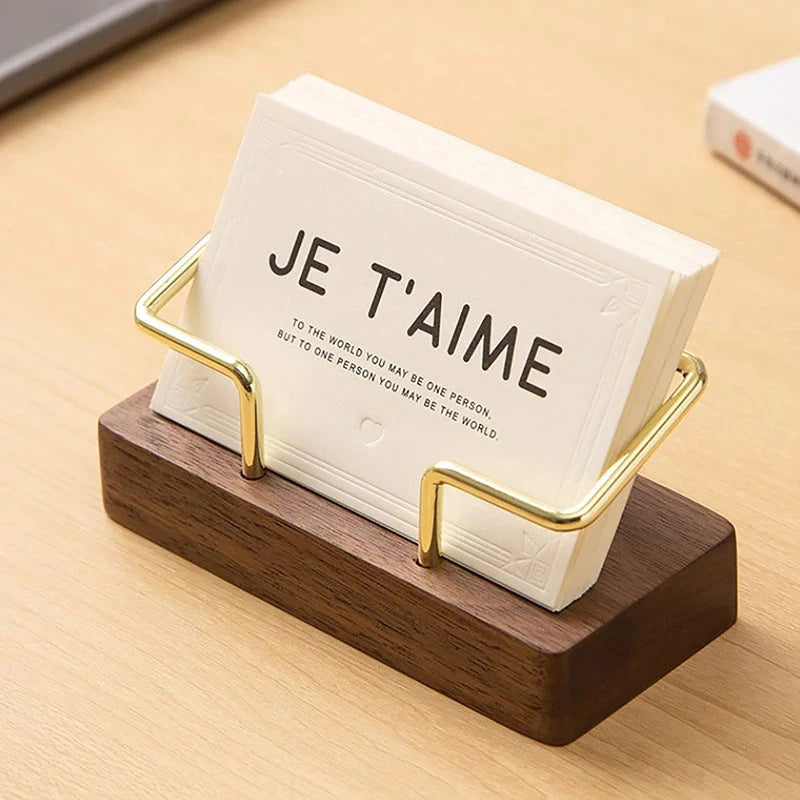WoodDesk Card Holder Organizer Stand