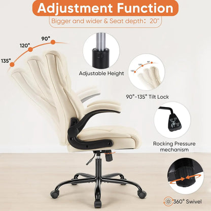 Beige PU Leather Task Chair