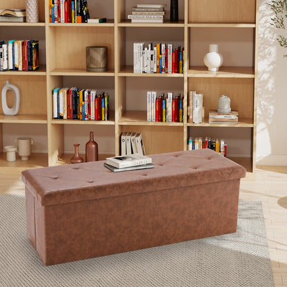 Leather Folding Storage Ottoman