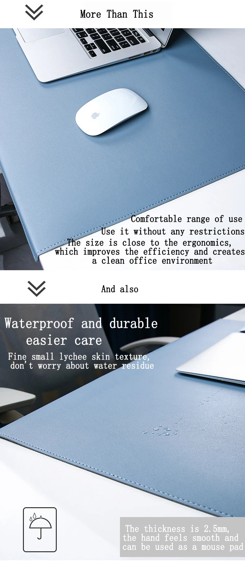 PU Leather Desk Mat with Wrist Support