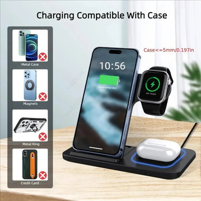 TriCharge Flex 3-in-1 Foldable Wireless Charging Station