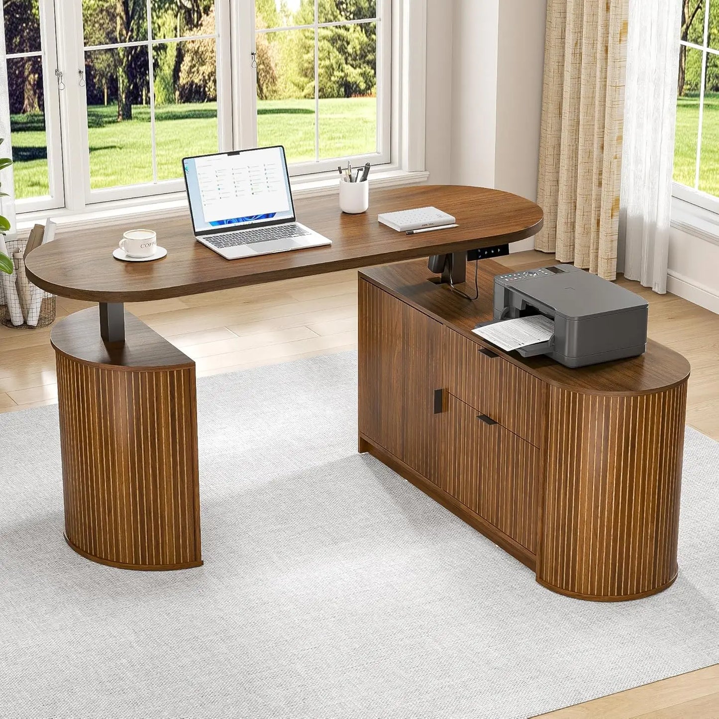 Ashton Mid-Century Electric L-Shaped Standing Desk