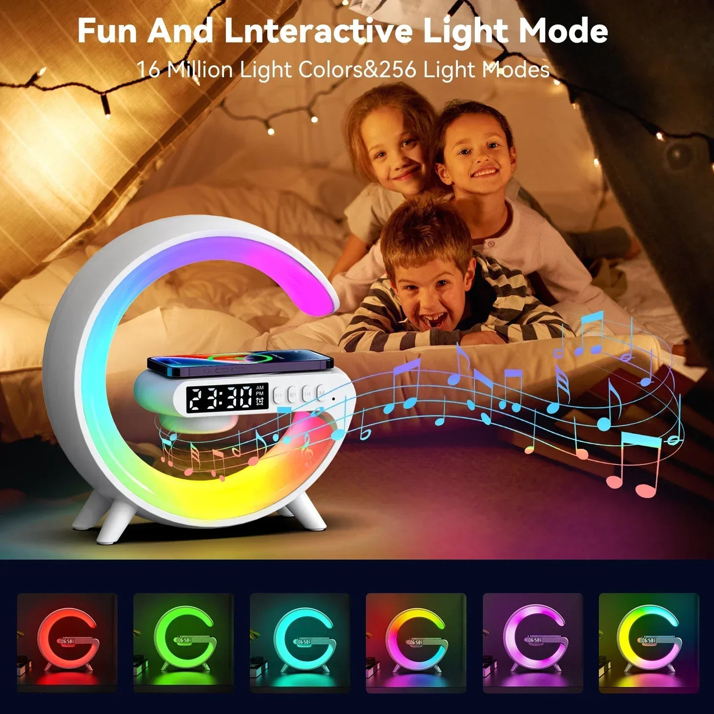 RGB Alarm Clock Wireless Charger Stand