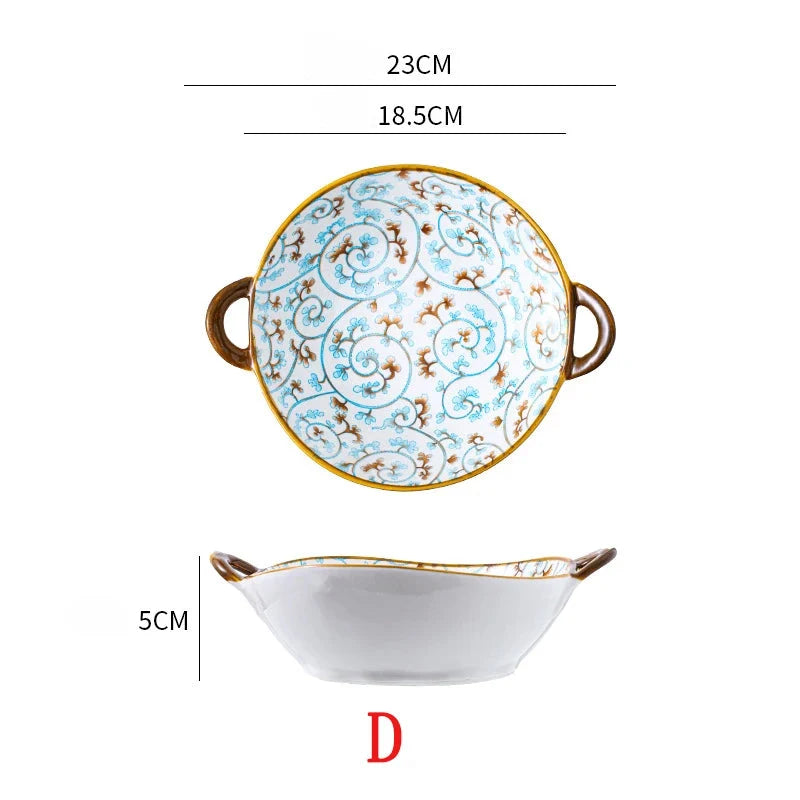 Japanese Ceramic Noodle Bowl w/ Handles