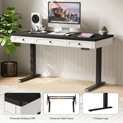 Retro Curved Standing Desk with Storage