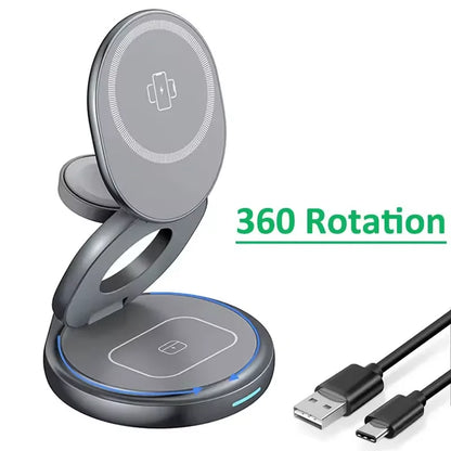 3-in-1 Rotating Magnetic Charger Stand