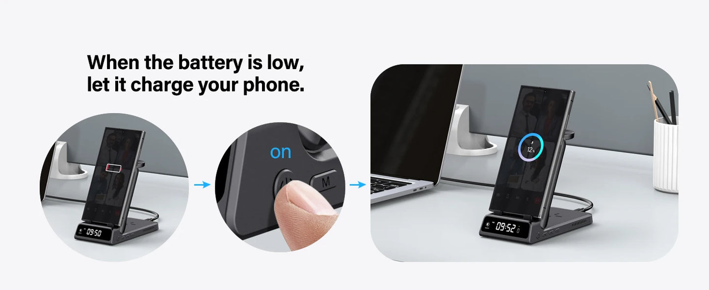 ChronoCharge Foldable 3-in-1 Wireless Charging Station