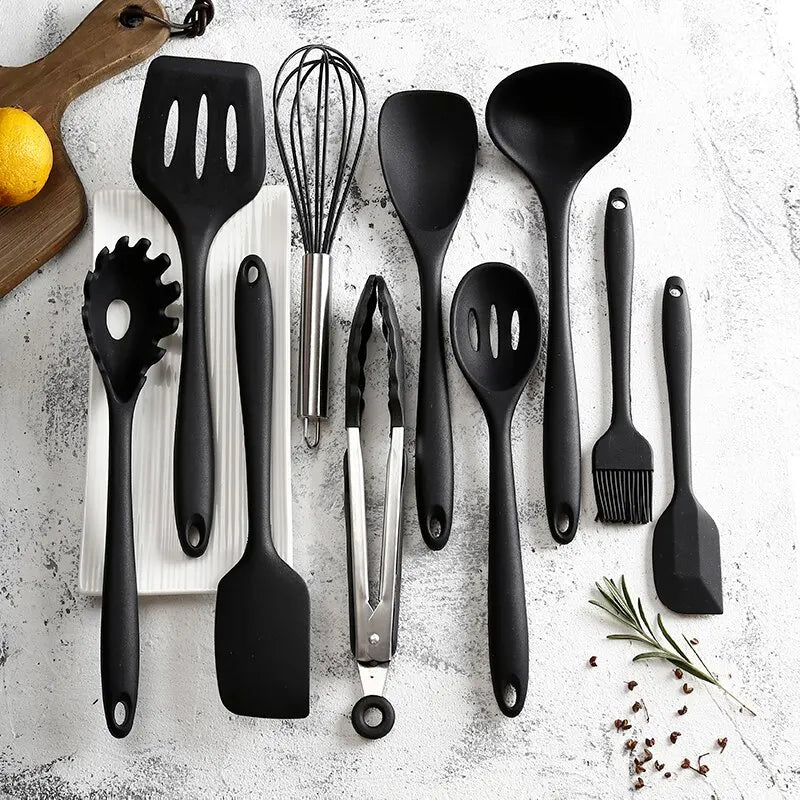 10-Pc Silicone Nonstick Kitchen Utensil Set