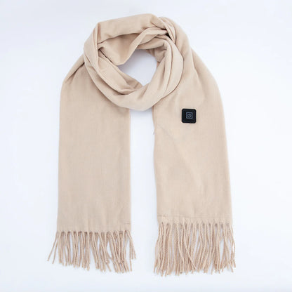 USB Heated Scarf | 3 Heat Gears, Soft Fleece Fringe Neck Warmer