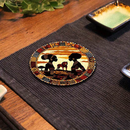 Tribal Print Wooden Coaster Set