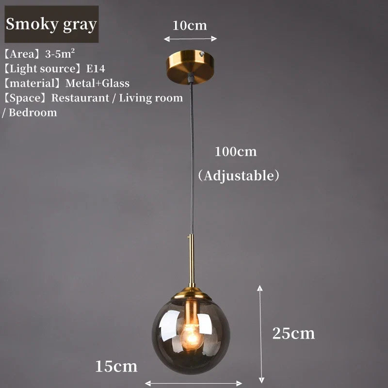 Amber, Clear & Smoke Grey Glass Pendant Light