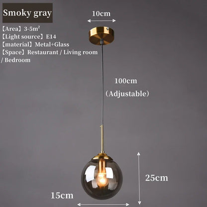 Amber, Clear & Smoke Grey Glass Pendant Light