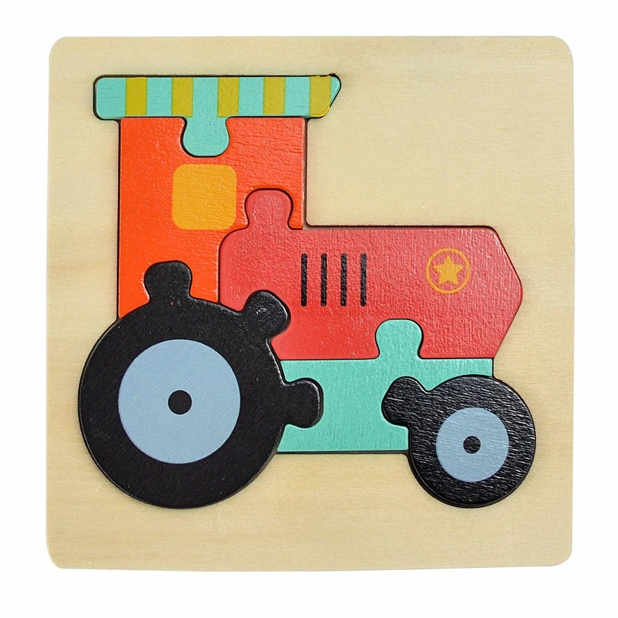 3D Wooden Animal & Vehicle Puzzle Set