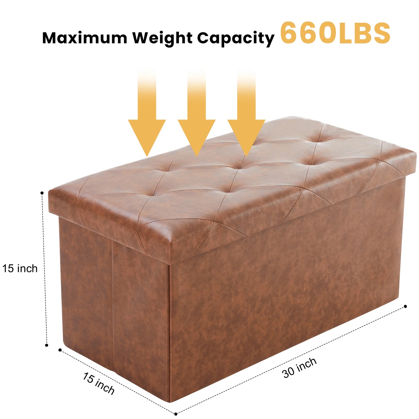 Leather Folding Storage Ottoman