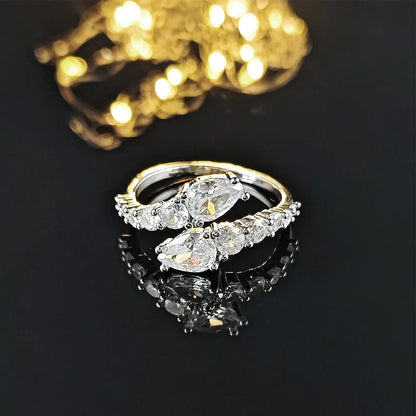 Sparkling CZ Cocktail Ring, Adjustable Fit