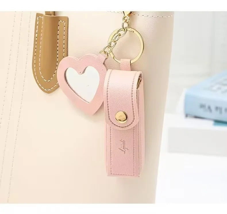 Mini Leather Lipstick Case Keychain