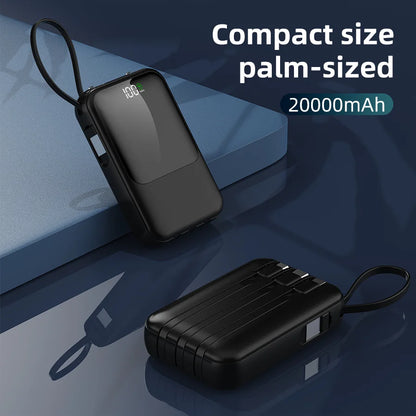 Large Capacity Power Bank with Built-In Cable