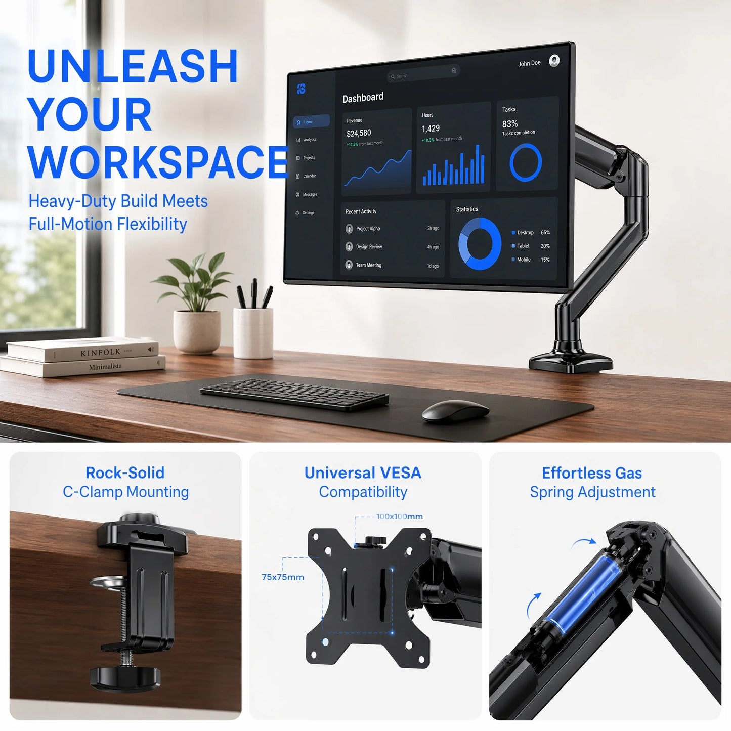 Kyspho Gas Spring Monitor Arm