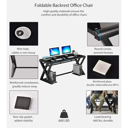 Glass X-Frame Desk