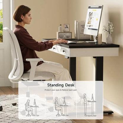 Retro Curved Standing Desk with Storage