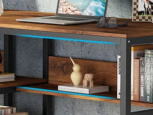 Two-Person Desk with Bookshelf